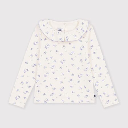 TEE SHIRT A COL FLEURS LAVANDE/A0GS2